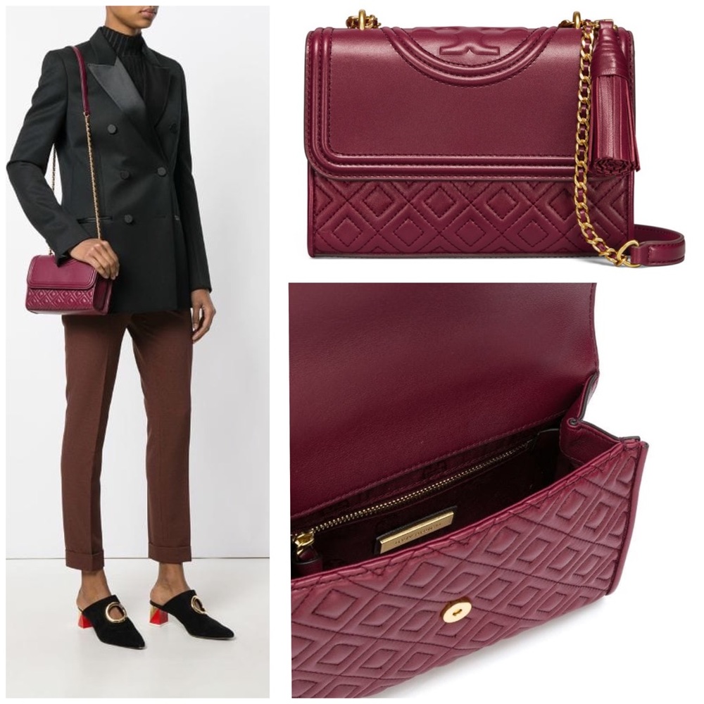 Tory Burch Fleming Garnet Convertible Shoulder Bag - Picture 3 of 16